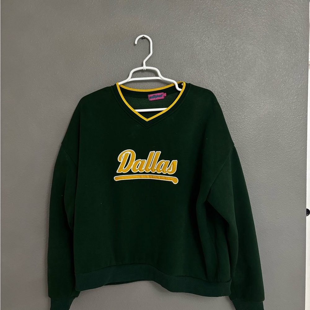 Green Dallas Sweatshirt with Yellow Accents